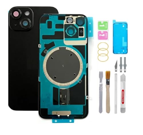 Vitre arrière pour iPhone 14 Plus noir avec grand trou caméra et outils