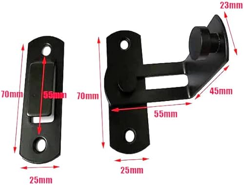 Miniatura 2 de Pestillo de cerrojo de puerta de 90 grados, cierre de ángulo de seguridad de acero inoxidable para empujardeslizarpuerta de granero, 2 piezas, negro