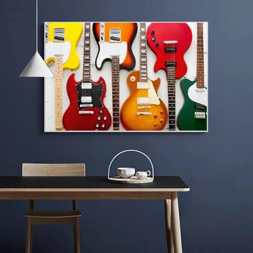 Peinture de guitare colorée KEBIA impression sur toile 80x110 cm pour studio de musique