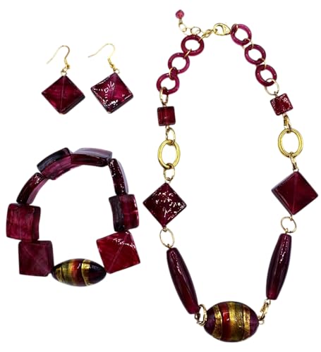 Cristal antigua murrina Venezia rojo VR077 set de acero inoxidable talla L