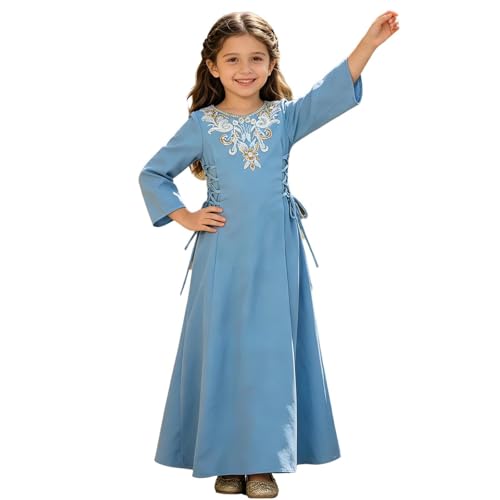 Blazer abaya de manga larga para niña: vestido árabe con cordones 2