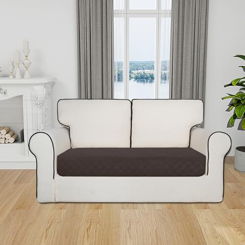 Image of Easy-Going Reversible L Shape Sectional Couch Cover 30 x 50 inches Rectangular Chaise Lounge Cover Loveseat Cushion Cover Furniture Protector for Pets Dog Cat (Chocolate /Beige)
