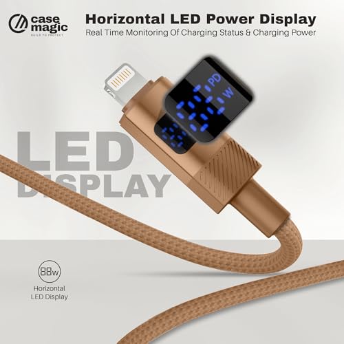 Image of Case-Magic 2-in-1 USB-A & Type-C to Lightning Cable (1M /3.3Ft) 27W Fast Charging, LED Display, 480Mbps Data, Durable Nylon Braided Cord for iPhone 14 /13 /12 /11 /XS /XR /8 /SE, iPad| Universal& Travel-Ready