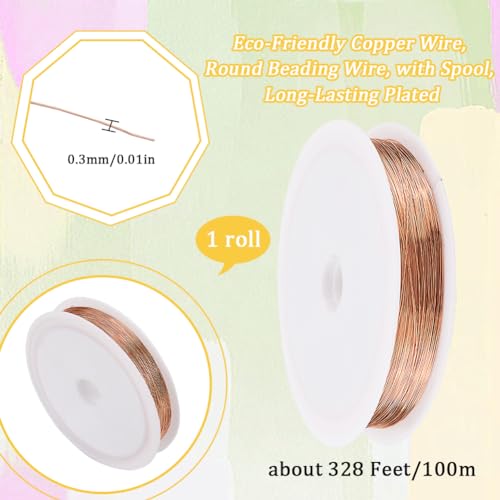 SUNNYCLUE 100M Copper Jewellery Wire 0.3mm 28 Gauge Copper Crafting Wire Rose Gold Thin Tarnish Resistant Crafting for Jewellery Making Sculpting Wrapping - Image 2