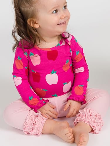 Image of RuffleButts Toddler Girl Merry & Bright Ruffle Leggings - Ankle Leggings | 75% Cotton 23% Spandex 2% Elastane, Breathable Lightweight, Elastic Waistband, Signature Rear Detail To 4T, Machine Washable