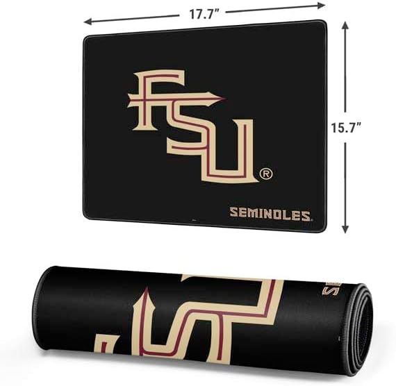 Skinit Medium Gaming Mouse Pad - Officially Licensed FSU Seminoles Black Design with Stitched Edges, Waterproof, Non-Slip Rubber Base, Desk Mat for Keyboard & Mouse, 17.7" x 15.75" inches