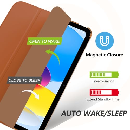 Image of MoKo for iPad (A16) 11th Generation Case 11 Inch 2025, iPad 10th Generation Case 10.9 Inch 2022, Slim Stand Hard PC Translucent Back Shell Smart Cover, Support Touch ID, Auto Wake /Sleep, Dark Coffee