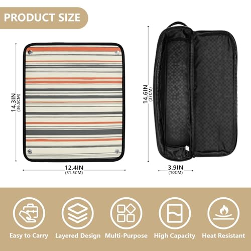 Bolso de viaje GuoChe para herramientas de cabello con tapete resistente al calor desmontable, diseño a rayas color block miniatura 4