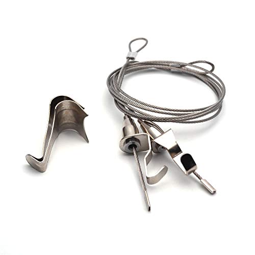 XMHF Picture Rail Hanging System Picture Rail Hooks Professional Art Hanging System Picture Display Kit with 6.6 Ft Stainless Steel Cable