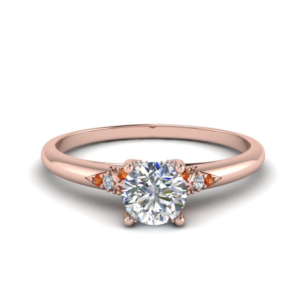 Choose Your Gemstone Petite Dome Engagement Ring Rose Gold Plated Round Shape Petite Engagement Rings Everyday Jewelry Wedding Jewelry Handmade Gifts for Wife US Size 4 to 12