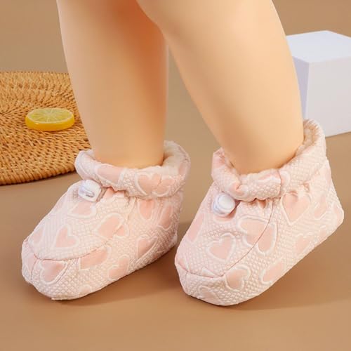 Warm Fur Baby Boots, Baby Plush Cotton Toddler Shoes, Cozy Fleece Baby Booties, Soft Sole Warm Booties (Pink,10.5cm/5-8 Months)2