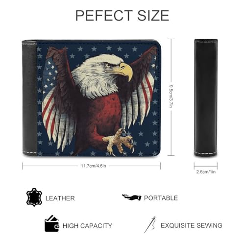 Men's Leather Wallet Bifold Wallet for Men Eagle Flag Slim Wallet with Multiple Card Classic Passcase Mens Card Holder2