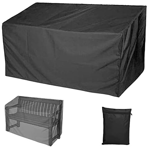 HAMOOM Waterproof Garden Furniture Cover Outdoor Patio Covers with Air Vent Windproof Snowproof Anti-dust 420D Oxford Garden Chair Table Protection Cover Rectangular Black 162 x 66 x 89cm Cover