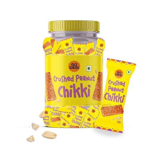 Image of Go Desi Crushed Peanut Chikki Bar | No Added Preservatives and Colours | Gajak | Sweets | Gazak | 50 pieces