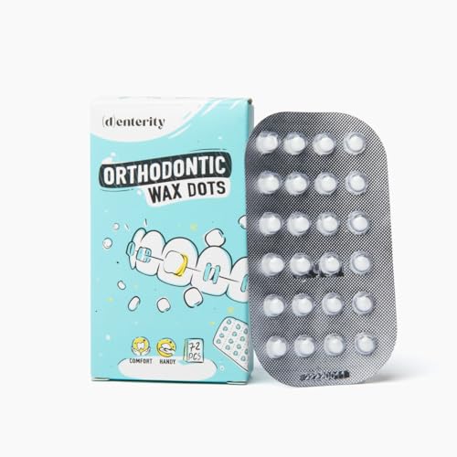 Denterity Orthobliss Braces Wax Dots- Ergonomically Made To Ease Braces Irritation & Pain- Easy Application For First Time Braces Users- Precut Ortho Wax Dots- Oral Care Kit For Braces- 72Ct Pack Of 1 cover
