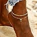 Flimire S925 Sterling Silver Anklets Dainty 14K Gold Plated Waterproof Ankle Bracelets Rhinestone Cross Layered Anklet Chain Glitter Fashion Foot Jewelry for Women (Gold Layered+Cross)