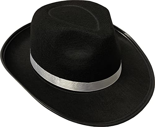 Adult's Deluxe Black 20s Gangster Fedora Hat Costume Accessory