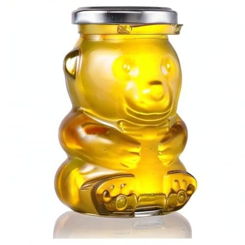 image for Bekith 12 Pack 12 oz Glass Honey Bear Jar with Silver Lids for Jam, We