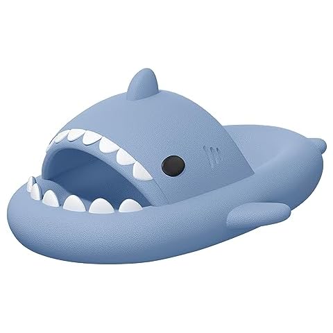 XPKWS Shark Slides for Women and Men Unisex Cloud Slippers Adult Novelty Beach Sandals with Thick Sole (Blue,11-12 Women/10-10.5 Men,4445) Cover