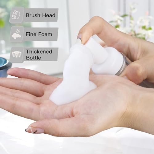 2oz Foam Bottle (3PCS) with Brush, Empty Foaming Pump Dispenser for Hand Soap, Lash Cleanser, Shampoo to Travel (60ml, Clear)2