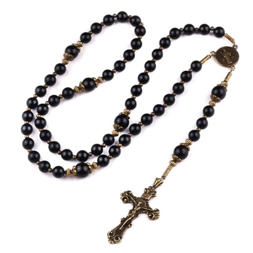 Catholic Heirlooms St. Benedict Medal Black Onyx Stone Rosary2