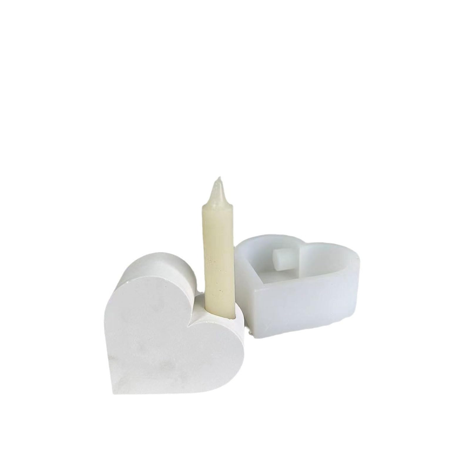 Nucelit Candlestick Mold Epoxy Resin Silicone Molds for Making Holder Christmas Decor, Heart Holder Molds Mold Silicone for Resin for Geometric Number Plaster for