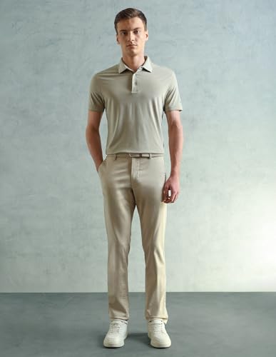 Image of Arrow Sport Men Slim fit Cotton SolidMid Rise waistTrousers