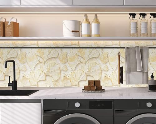 LaiTique Ginkgo Leaves Peel and Stick Wallpaper, Gold and Yellow Wallpaper, Self Adhesive Vinyl Modern 3D Wall Paper for DIY Home Decor, 17.7in x 118in by LaiTique - Image 6