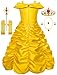 knemmy Princess Dress Up Clothes Halloween Beauty and Beast Costume for Girl Cosplay Birthday Outfit Yellow 4(120)