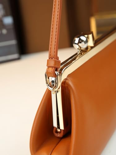 Image of Rejolly Women Vintage Kiss Lock Top Handle Handbag Evening Purse Crossbody Shoulder Bag with Chain Strap