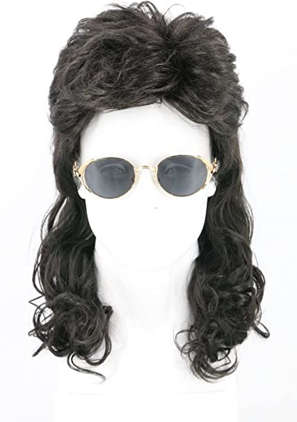 80er Jahre Mullet Perücke – Golden-braun, Für Männer & Frauen, Heavy Metal & Punk Rock Kostüm