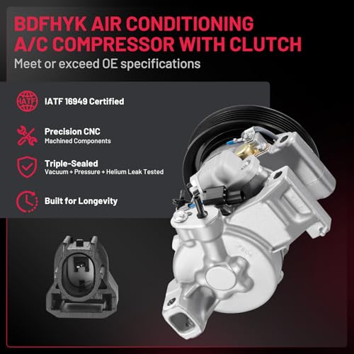 BDFHYK 168372 Air Conditioning A/C Compressor with Clutch Compatible with Honda HR-V L4 1.8L 2016 2017 2018 2019 2020 2021 2022