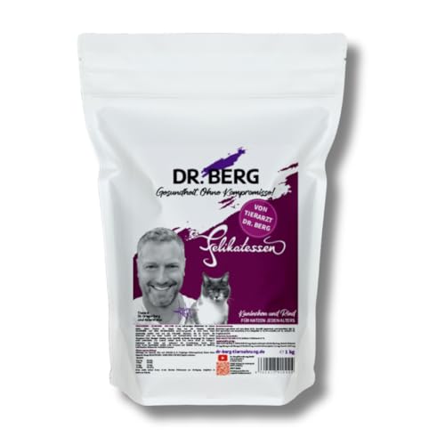 Dr. Berg FELIKATESSEN Kaninchen & Rind - getreidefreies, hypoallergenes Katzenfutter - Trockenfutter für Katzen Aller Altersstufen - extra verträglich und lecker durch natürliche Zutaten (1 kg)