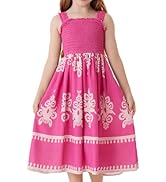 GRACE KARIN Girls Summer Boho Dresses Square Neck Smocked Sundresses Casual Sleeveless Maxi Dress...