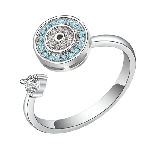 Anillo antiestrés para mujer,Anillo antiestrés,Anillos giratorios ajustables para hombres y mujeres | Juguete Fidget, joyería elegante Fidget, anillo rodante para adultos para amantes, vacaciones, fam