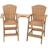 IRON BILL Tall Adirondack Chair Set of 2 with Connecting Tray, Balcony Chair, Outdoor Barstools, Pat