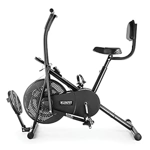 KLIKFIT KF04M Indoor Air Bike Exercise Cycle with Dual Moving Arms for Home Gym Cardio Full Body Weight Loss Workout with Back Support & Twister Plate – Free Installation Support , Black