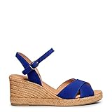 CALPE Cuña de esparto artesanal con tiras cruzadas AZUL ELÉCTRICO, EU 40