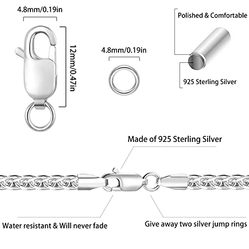 Lobster Claw Clasp With Closed Jump Rings For Diy Necklaces Bracelets Or Jewelry Making,4Pcs 925 Sterling Silver 12Mm(0.47Inch) Made In Italy. (4Pcs, 925 Sterling Silver) #TOP1