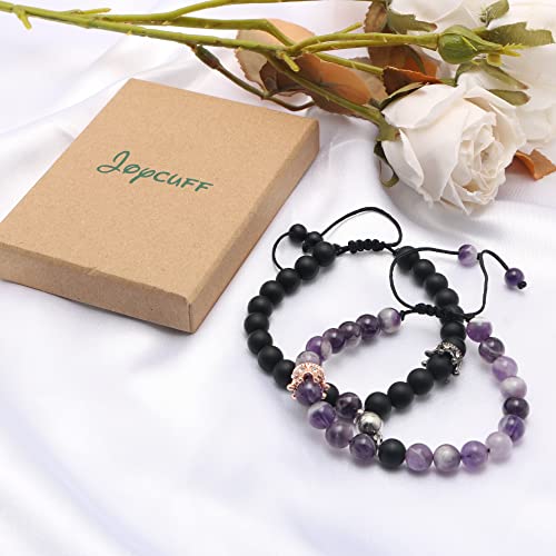 Joycuff Boyfriend Birthday Gifts Matching Crown Couple Bracelets Amethyst Bracelet His And Her Gifts For Anniversary Couples Jewelry For Girlfriend Him And Her Gifts For Valentine's Day Christmas #TOP5