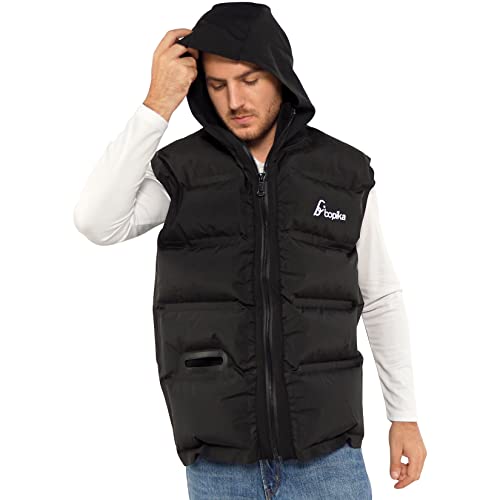 Bopika Luft Isoliert Thermische Weste,Aufblasbare Kapuzen wärmende Luftjacke für Frauen Männer (X-Large) Cover