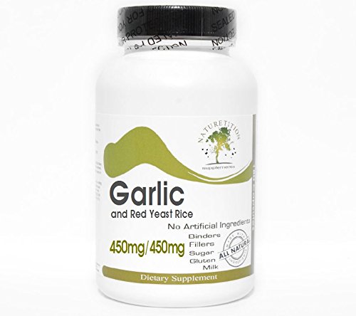 Garlic 450mg and Red Yeast Rice 450mg ~ 90 Capsules - No Additives ~ Naturetition Supplements