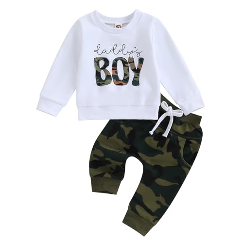 Image of Kupretty Toddler Baby Boy Fall Winter Clothes Letter Graphic Long Sleeve Sweatshirt Pullover Tops + Joggers Pants Outfit Set