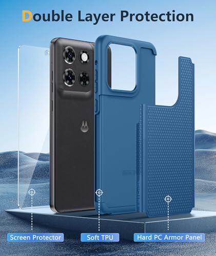 Image of FNTCASE for Moto G Stylus 2026 /2025 Case: Motorola G Stylus 2025 Case 14FT Military Grade Drop Protection with Screen Protector Shockproof Non-Slip Matte Dual Layer Phone Cover - 6.7 inch (Blue)