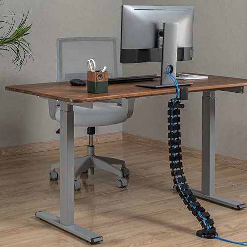 Mimoke Clamp Mounting Cable Guide for Height-Adjustable Desks - Flexible Cable Hose Length 1347 mm - Slim Clamp Attachment - Black - Image 3