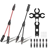 6mm² Solarkabel Y-Verteiler,1 Paar Solarpanel 1Y2 10AWG Y Stecker Fotovoltaik Kabel, 6 Paar Solarstecker,2 Werkzeug, Männlich/Weiblich PV Stecker IP67 Solar Y Kabel MMF und FFM Connector(Rot +Schwarz)