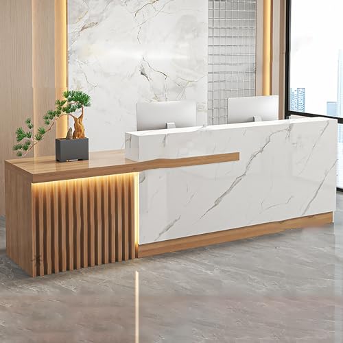 Cassetto chiudibile a chiave: questa scrivania con bancone include un cassetto sicuro con serratura, perfetto per riporre forniture per ufficio, documenti ed oggetti essenziali. Il design spazioso promuove lo smistamento nizzato, aumentando l'efficienza del lavoro. Il suo robusto meccanismo di bloccaggio garantisce la sicurezza degli oggetti importanti al Front Modern Retail Checkout, rendendolo ideale per la gestione delle informazioni sui visitatori o la gestione quotidiana dei contanti.