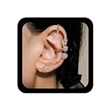 Yheakne Pendientes bohemios con diamantes de imitación para escalar las orejas de cristal dorado, múltiples aretes de piercing para cartílago personalizados, joyería para mujeres y niñas