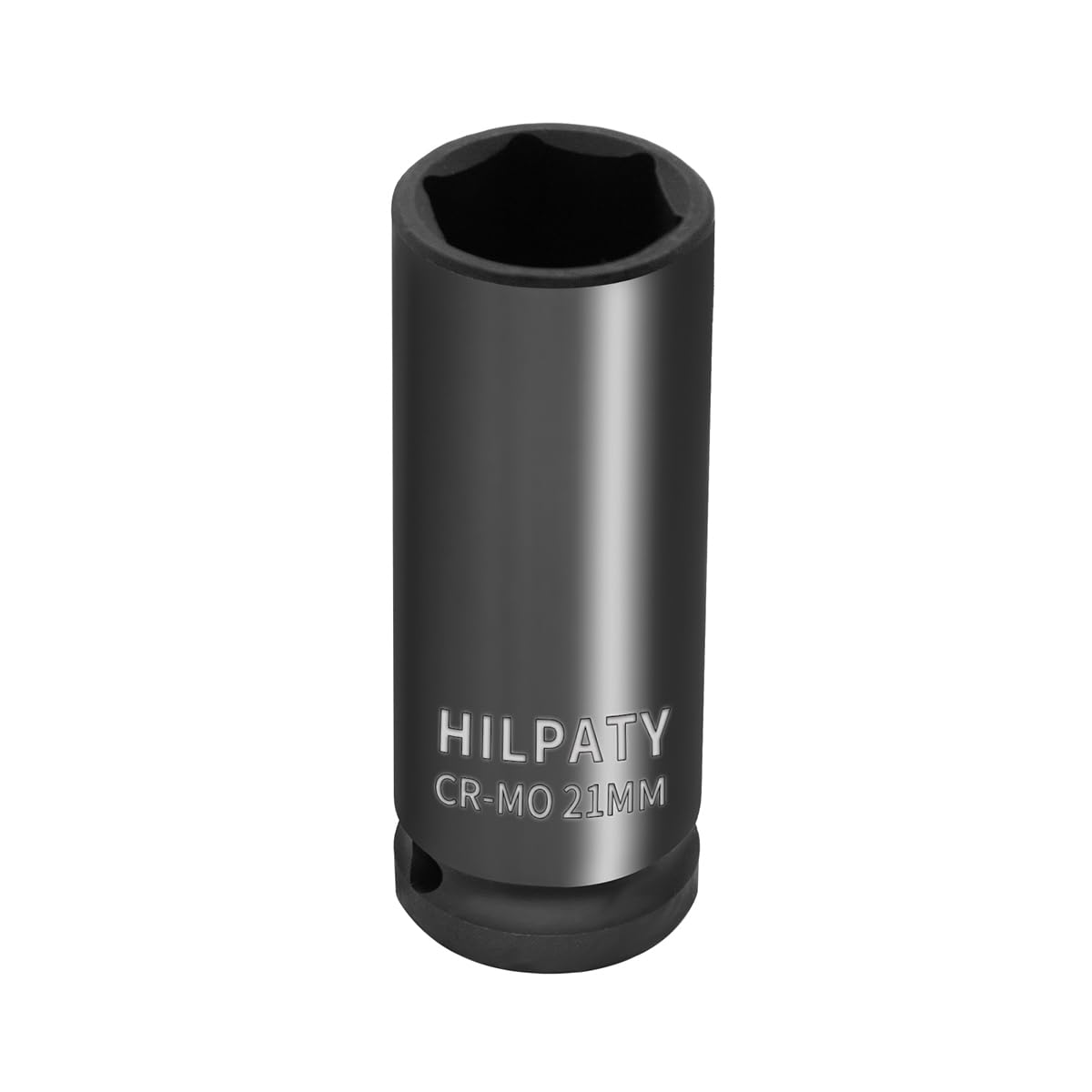 Hlipaty Impact Socket 21mm, 1/2" Square Drive 6 Point Cr-Mo Deep Socket, 78mm Length, Black