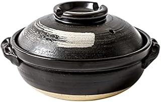 MYYINGBIN Japanese Donabe Ceramic Hot Pot Casserole, Round Clay Pot With Lid, Heat Resistant Round Earthenware, Rice Cooker For Stew Soup, 2800ml